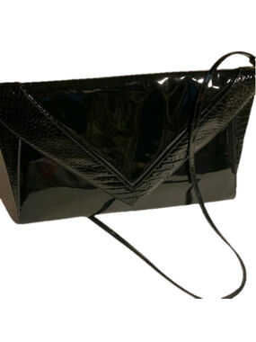 Large Black patent envelope style shoulder bag or clutch
